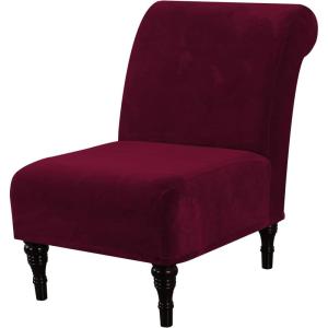 imageHVERSAILTEX Armless Accent Chair Covers Thick Velvet Armless Chair Slipcovers High Stretch Chair Covers for Living Room Hotel Machine Washable Furniture Protector with Elastic Bottom NavyBurgundy