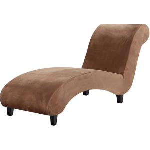 imageHVERSAILTEX Chaise Lounge Cover Indoor Velvet Chaise Slipcover High Stretch Lounge Chair Cover Luxury Armless Chaise Cover for Living Room Machine Washable BlackCamel