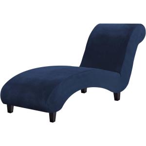 imageHVERSAILTEX Chaise Lounge Cover Indoor Velvet Chaise Slipcover High Stretch Lounge Chair Cover Luxury Armless Chaise Cover for Living Room Machine Washable BlackNavy