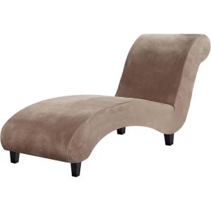 imageHVERSAILTEX Chaise Lounge Cover Indoor Velvet Chaise Slipcover High Stretch Lounge Chair Cover Luxury Armless Chaise Cover for Living Room Machine Washable BlackTaupe