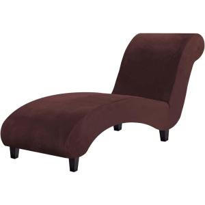 imageHVERSAILTEX Chaise Lounge Cover Indoor Velvet Chaise Slipcover High Stretch Lounge Chair Cover Luxury Armless Chaise Cover for Living Room Machine Washable BlackChocolate