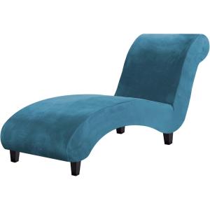 imageHVERSAILTEX Chaise Lounge Cover Indoor Velvet Chaise Slipcover High Stretch Lounge Chair Cover Luxury Armless Chaise Cover for Living Room Machine Washable BlackPeacock Blue