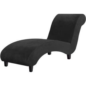 imageHVERSAILTEX Chaise Lounge Cover Indoor Velvet Chaise Slipcover High Stretch Lounge Chair Cover Luxury Armless Chaise Cover for Living Room Machine Washable BlackBlack