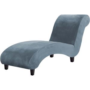 imageHVERSAILTEX Chaise Lounge Cover Indoor Velvet Chaise Slipcover High Stretch Lounge Chair Cover Luxury Armless Chaise Cover for Living Room Machine Washable BlackStone Blue