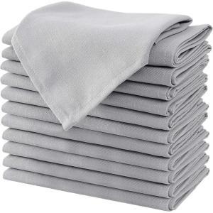 imageHVERSAILTEX Cloth Napkins Set of 12 18quot X 18quot Linen Textured Dinner Napkins Waterproof Extra Soft Thick Durable Reusable Napkins with Hemmed Edges for Dinners Weddings and Everyday Use AquaDove Gray