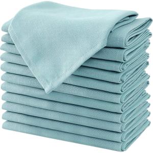 imageHVERSAILTEX Cloth Napkins Set of 12 18quot X 18quot Linen Textured Dinner Napkins Waterproof Extra Soft Thick Durable Reusable Napkins with Hemmed Edges for Dinners Weddings and Everyday Use AquaAqua