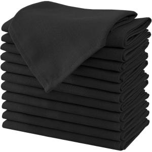 imageHVERSAILTEX Cloth Napkins Set of 12 18quot X 18quot Linen Textured Dinner Napkins Waterproof Extra Soft Thick Durable Reusable Napkins with Hemmed Edges for Dinners Weddings and Everyday Use AquaBlack