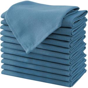 imageHVERSAILTEX Cloth Napkins Set of 12 18quot X 18quot Linen Textured Dinner Napkins Waterproof Extra Soft Thick Durable Reusable Napkins with Hemmed Edges for Dinners Weddings and Everyday Use AquaInk Blue