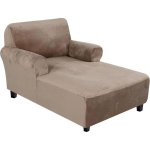 imageHVERSAILTEX Velvet Chaise Lounge Cover High Stretch Chaise Chair Cover for Living Room Soft Chaise Slipcovers with Arms Luxury Velvet Chaise Lounge Dog Covers Machine Washable BlackTaupe