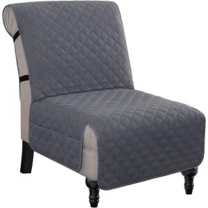 imageHVERSAILTEX Water Resistant Accent Chair Cover Reversible Quilted Accent Chair Covers Without Arms Thick Soft Durable Accent Chair Cover with AntiSlip Buckle Washable BrownBeigeGreyBeige