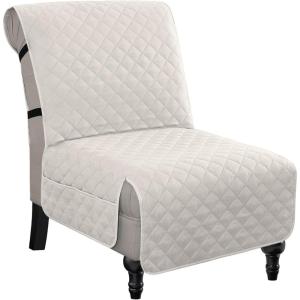 imageHVERSAILTEX Water Resistant Accent Chair Cover Reversible Quilted Accent Chair Covers Without Arms Thick Soft Durable Accent Chair Cover with AntiSlip Buckle Washable BrownBeigeIvoryBeige