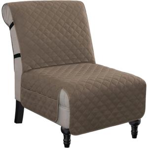 imageHVERSAILTEX Water Resistant Accent Chair Cover Reversible Quilted Accent Chair Covers Without Arms Thick Soft Durable Accent Chair Cover with AntiSlip Buckle Washable BrownBeigeTaupe BrownBeige