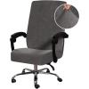 imageHVERSAILTEX Velvet Home Office Chair Covers Stretchable Computer Desk Chair Covers Mid  High Back Universal Executive Boss Chair Covers Gaming Chair Cover Removable Machine Washable ChocolateDark Gray