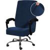 imageHVERSAILTEX Velvet Home Office Chair Covers Stretchable Computer Desk Chair Covers Mid  High Back Universal Executive Boss Chair Covers Gaming Chair Cover Removable Machine Washable ChocolateNavy