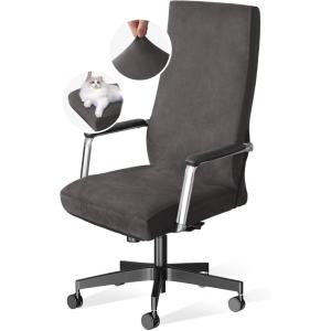 imageHVERSAILTEX Velvet Home Office Chair Covers Stretchable Computer Desk Chair Covers Mid  High Back Universal Executive Boss Chair Covers Gaming Chair Cover Removable Machine Washable ChocolateDark Gray