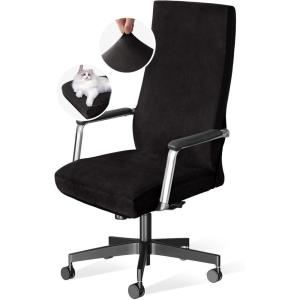 imageHVERSAILTEX Velvet Home Office Chair Covers Stretchable Computer Desk Chair Covers Mid  High Back Universal Executive Boss Chair Covers Gaming Chair Cover Removable Machine Washable ChocolateBlack