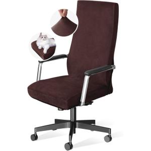 imageHVERSAILTEX Velvet Home Office Chair Covers Stretchable Computer Desk Chair Covers Mid  High Back Universal Executive Boss Chair Covers Gaming Chair Cover Removable Machine Washable ChocolateChocolate