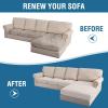 imageHVERSAILTEX 100 Waterproof Loveseat Covers for 2 Cushion Couch Stretch Sofa Covers Washable Featuring Thick Dual Fleece Fabric2 Pieces Loveseat Cushion Covers Dark GreyIvory