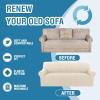 imageHVERSAILTEX Jacquard Couch Cushion Covers High Stretch Sofa Covers for 3 Cushion Couch Furniture Protector Spandex AntiSlip Soft Thickened Slipcovers Diamond Pattern3 Back Covers GreyDamaskivory