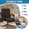 imageHVERSAILTEX Large Office Chair Cover  Water Resistant With Arms for Computer Desk High Back Universal Executive Boss  Non Slip Buckle Washable GreyBeigeBrownBeige
