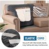 imageHVERSAILTEX Stretch 3 Piece T Cushion Sofa Slipcovers Individually Sofa Cushion Covers for 3 Cushion Couch Sofa Seat Cushion Covers with Elastic Bands Featuring Thicker Jacquard Fabric GrayCharcoal Grey