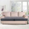 imageHVERSAILTEX Stretch 3 Piece T Cushion Sofa Slipcovers Individually Sofa Cushion Covers for 3 Cushion Couch Sofa Seat Cushion Covers with Elastic Bands Featuring Thicker Jacquard Fabric GrayCharcoal Grey