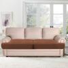 imageHVERSAILTEX Stretch 3 Piece T Cushion Sofa Slipcovers Individually Sofa Cushion Covers for 3 Cushion Couch Sofa Seat Cushion Covers with Elastic Bands Featuring Thicker Jacquard Fabric GrayCaramel