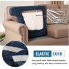 imageHVERSAILTEX Stretch 3 Piece T Cushion Sofa Slipcovers Individually Sofa Cushion Covers for 3 Cushion Couch Sofa Seat Cushion Covers with Elastic Bands Featuring Thicker Jacquard Fabric GrayNavy
