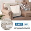 imageHVERSAILTEX Stretch 3 Piece T Cushion Sofa Slipcovers Individually Sofa Cushion Covers for 3 Cushion Couch Sofa Seat Cushion Covers with Elastic Bands Featuring Thicker Jacquard Fabric GrayIvory