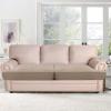 imageHVERSAILTEX Stretch 3 Piece T Cushion Sofa Slipcovers Individually Sofa Cushion Covers for 3 Cushion Couch Sofa Seat Cushion Covers with Elastic Bands Featuring Thicker Jacquard Fabric GraySand