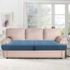 imageHVERSAILTEX Stretch 3 Piece T Cushion Sofa Slipcovers Individually Sofa Cushion Covers for 3 Cushion Couch Sofa Seat Cushion Covers with Elastic Bands Featuring Thicker Jacquard Fabric GrayDusty Blue