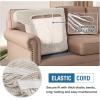 imageHVERSAILTEX Stretch 3 Piece T Cushion Sofa Slipcovers Individually Sofa Cushion Covers for 3 Cushion Couch Sofa Seat Cushion Covers with Elastic Bands Featuring Thicker Jacquard Fabric GrayIvory