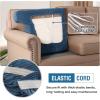imageHVERSAILTEX Stretch 3 Piece T Cushion Sofa Slipcovers Individually Sofa Cushion Covers for 3 Cushion Couch Sofa Seat Cushion Covers with Elastic Bands Featuring Thicker Jacquard Fabric GrayDusty Blue