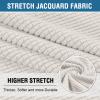 imageHVERSAILTEX Stretch 3 Piece T Cushion Sofa Slipcovers Individually Sofa Cushion Covers for 3 Cushion Couch Sofa Seat Cushion Covers with Elastic Bands Featuring Thicker Jacquard Fabric GrayIvory