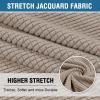 imageHVERSAILTEX Stretch 3 Piece T Cushion Sofa Slipcovers Individually Sofa Cushion Covers for 3 Cushion Couch Sofa Seat Cushion Covers with Elastic Bands Featuring Thicker Jacquard Fabric GraySand