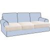 imageHVERSAILTEX Stretch 3 Piece T Cushion Sofa Slipcovers Individually Sofa Cushion Covers for 3 Cushion Couch Sofa Seat Cushion Covers with Elastic Bands Featuring Thicker Jacquard Fabric GrayIvory