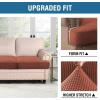 imageHVERSAILTEX Stretch 3 Piece T Cushion Sofa Slipcovers Individually Sofa Cushion Covers for 3 Cushion Couch Sofa Seat Cushion Covers with Elastic Bands Featuring Thicker Jacquard Fabric GrayRust