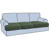 imageHVERSAILTEX Stretch 3 Piece T Cushion Sofa Slipcovers Individually Sofa Cushion Covers for 3 Cushion Couch Sofa Seat Cushion Covers with Elastic Bands Featuring Thicker Jacquard Fabric GrayBronze Green