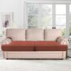 imageHVERSAILTEX Stretch 3 Piece T Cushion Sofa Slipcovers Individually Sofa Cushion Covers for 3 Cushion Couch Sofa Seat Cushion Covers with Elastic Bands Featuring Thicker Jacquard Fabric GrayRust