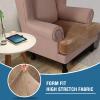 imageHVERSAILTEX Stretch Velvet T Couch Cushion Cover Seat Cushion Cover for Chair Recliner Wingback Chair Furniture Protector Sofa Cushion Slipcover with Elastic BottomArmchairIvoryCamel