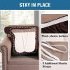 imageHVERSAILTEX Stretch Velvet T Couch Cushion Cover Seat Cushion Cover for Chair Recliner Wingback Chair Furniture Protector Sofa Cushion Slipcover with Elastic BottomArmchairIvoryBrown