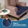 imageHVERSAILTEX Stretch Velvet T Couch Cushion Cover Seat Cushion Cover for Chair Recliner Wingback Chair Furniture Protector Sofa Cushion Slipcover with Elastic BottomArmchairIvoryNavy
