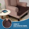 imageHVERSAILTEX Stretch Velvet T Couch Cushion Cover Seat Cushion Cover for Chair Recliner Wingback Chair Furniture Protector Sofa Cushion Slipcover with Elastic BottomArmchairIvoryBrown