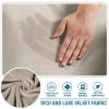 imageHVERSAILTEX Stretch Velvet T Couch Cushion Cover Seat Cushion Cover for Chair Recliner Wingback Chair Furniture Protector Sofa Cushion Slipcover with Elastic BottomArmchairIvoryFrench Oak
