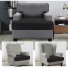 imageHVERSAILTEX Stretch Velvet T Couch Cushion Cover Seat Cushion Cover for Chair Recliner Wingback Chair Furniture Protector Sofa Cushion Slipcover with Elastic BottomArmchairIvoryBlack