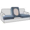 imageHVERSAILTEX Stretch Velvet T Couch Cushion Cover Seat Cushion Cover for Chair Recliner Wingback Chair Furniture Protector Sofa Cushion Slipcover with Elastic BottomArmchairIvoryStone Blue