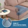 imageHVERSAILTEX Stretch Velvet T Couch Cushion Cover Seat Cushion Cover for Chair Recliner Wingback Chair Furniture Protector Sofa Cushion Slipcover with Elastic BottomArmchairIvoryStone Blue