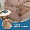 imageHVERSAILTEX Stretch Velvet T Couch Cushion Cover Seat Cushion Cover for Chair Recliner Wingback Chair Furniture Protector Sofa Cushion Slipcover with Elastic BottomArmchairIvoryCamel