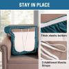 imageHVERSAILTEX Stretch Velvet T Couch Cushion Cover Seat Cushion Cover for Chair Recliner Wingback Chair Furniture Protector Sofa Cushion Slipcover with Elastic BottomArmchairIvoryDeep Teal