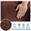 imageHVERSAILTEX Stretch Velvet T Couch Cushion Cover Seat Cushion Cover for Chair Recliner Wingback Chair Furniture Protector Sofa Cushion Slipcover with Elastic BottomArmchairIvoryBurnt Brick